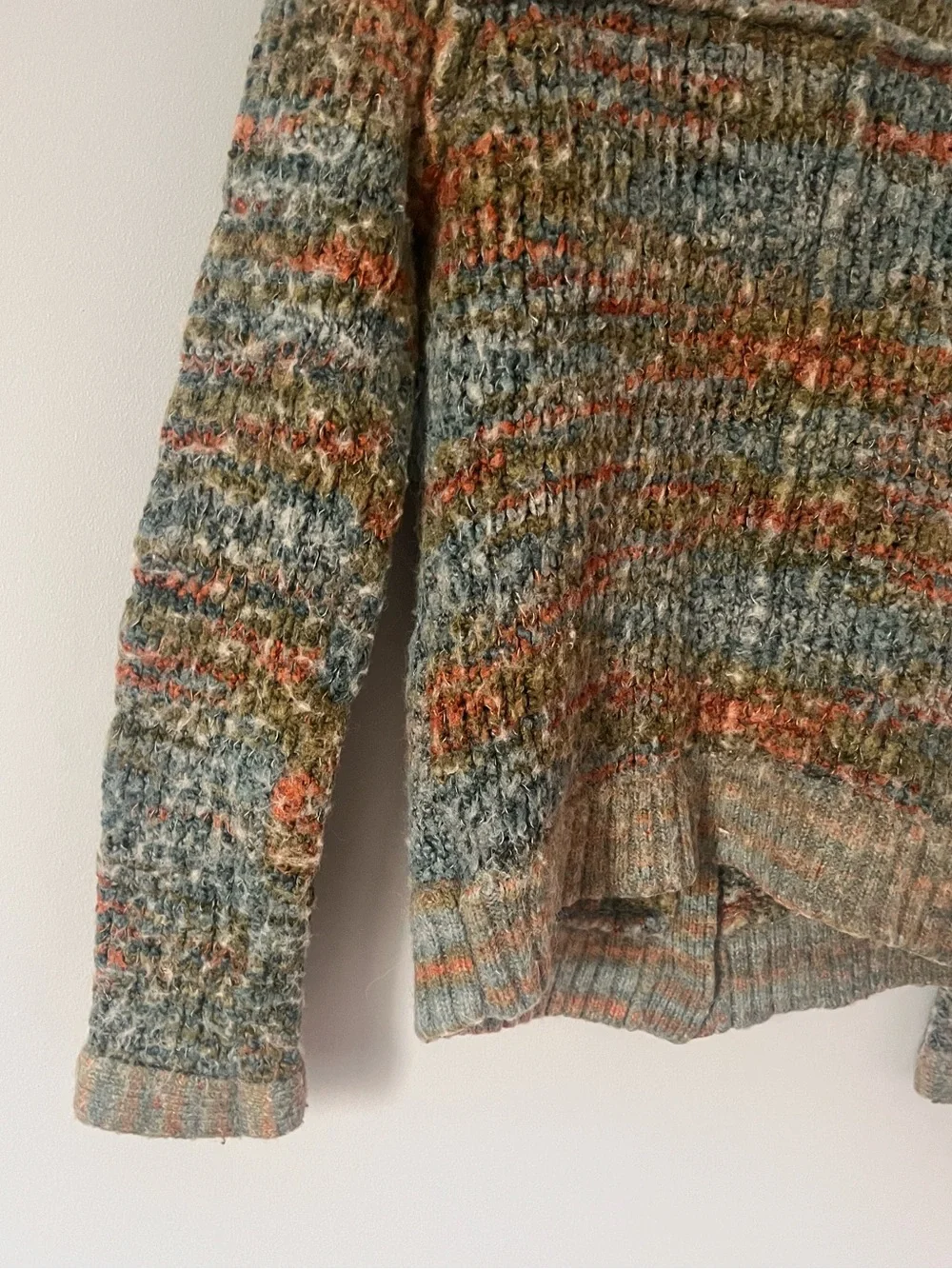 Free People Multicolor Knit Cardigan - Olive, Rust, Cream
